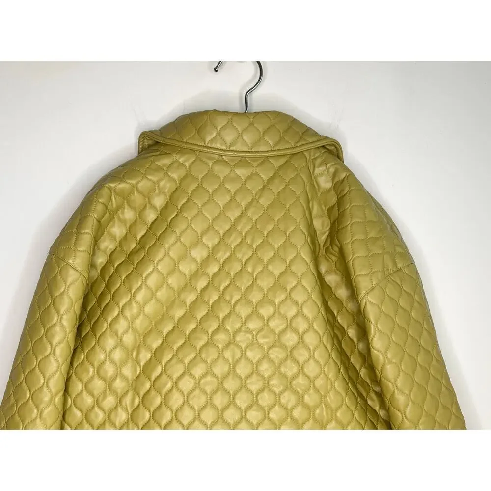 Greylin Sandra Quilted Vegan Leather Jacket & Mini Skirt Algae Green Set M